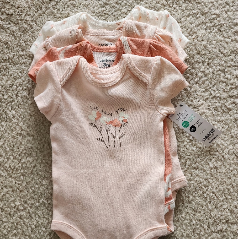 Carter's Pink and White Baby Bodysuits Set